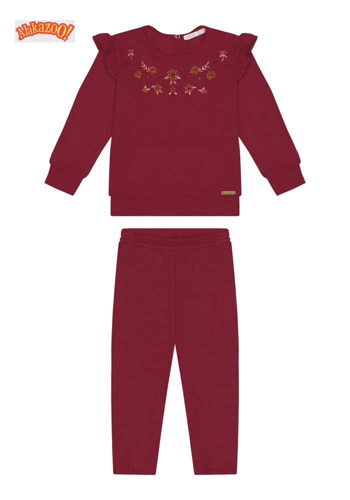CONJUNTO INFANTIL ALAKAZOO BLUSA COM BORDADO E CALÇA COM TEXTURA - 65275
