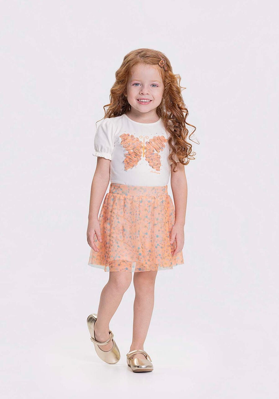 CONJUNTO INFANTIL ALAKAZOO BLUSA COM BORDADO E SAIA EM TULE - 46864