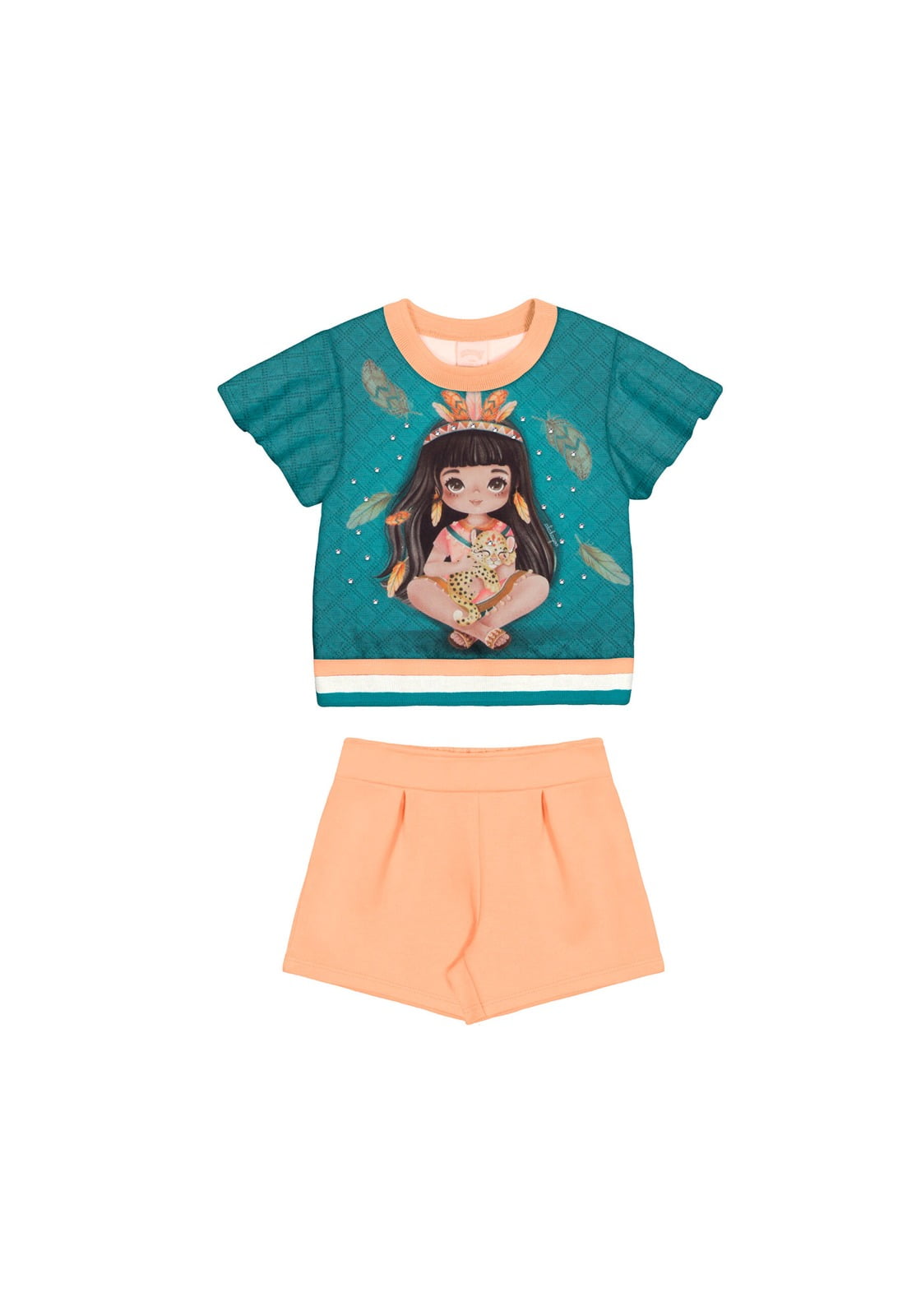 CONJUNTO INFANTIL ALAKAZOO BLUSA ESTAMPADA E SHORT EM MOLETINHO - 37604