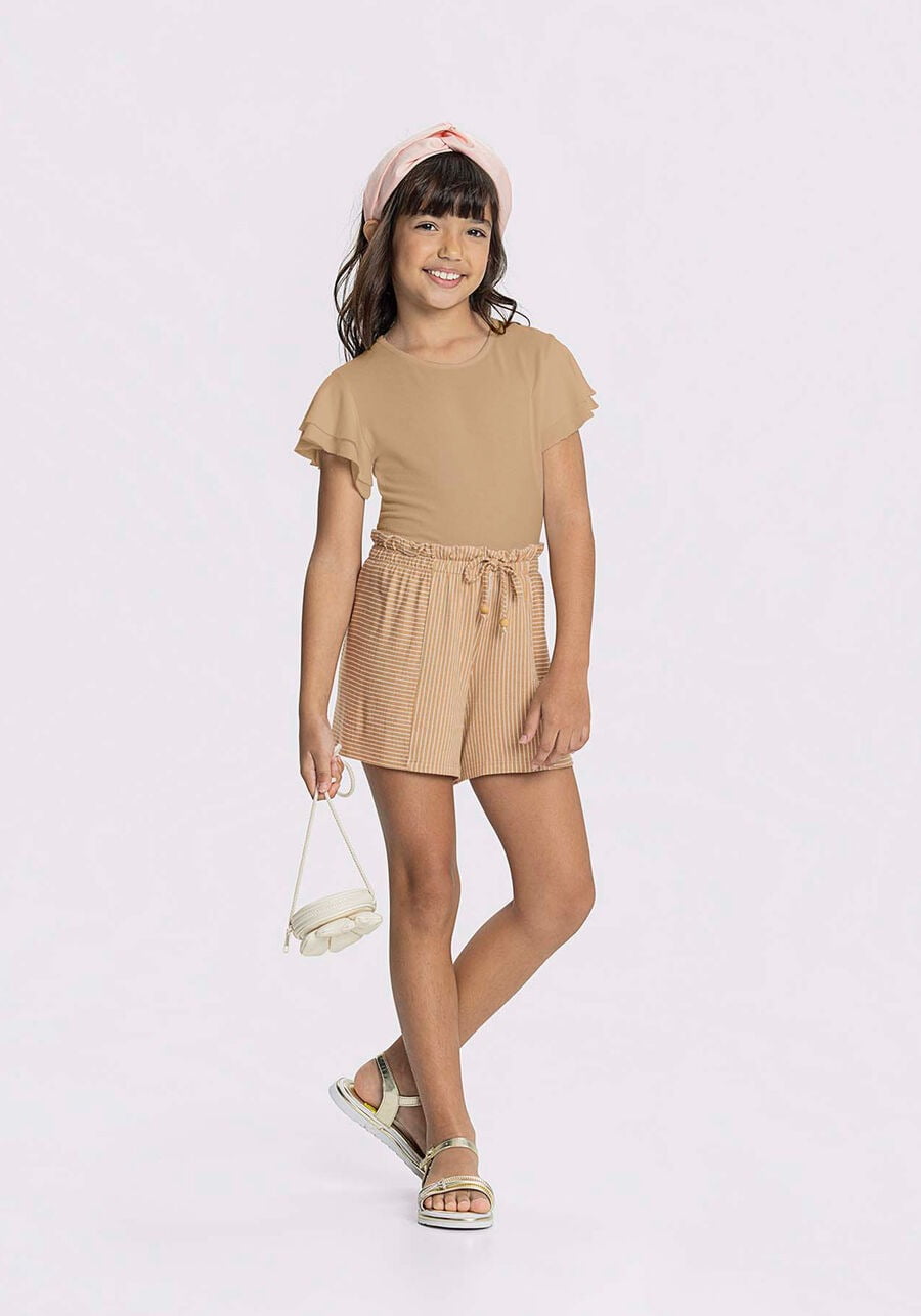 CONJUNTO INFANTIL ALAKAZOO BLUSA LISA E SHORT LISTRADO - 46798