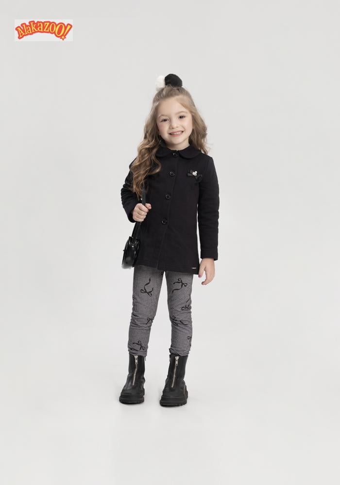 CONJUNTO INFANTIL ALAKAZOO SOBRETUDO EM COTTON  E CALÇA LEGGING ESTAMPA LAÇOS - 65304