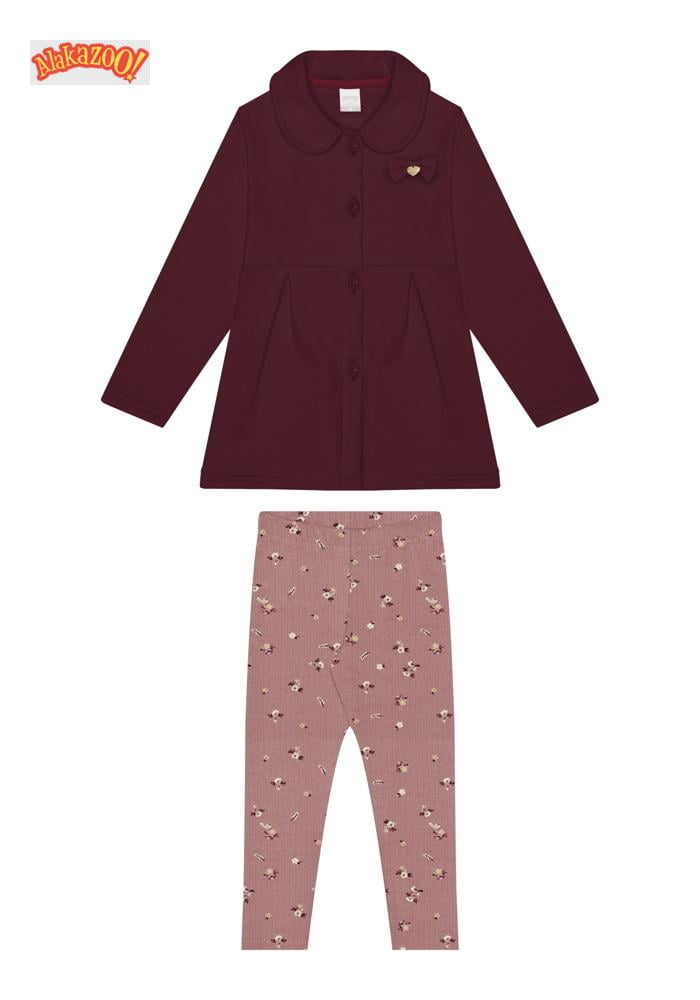 CONJUNTO INFANTIL ALAKAZOO SOBRETUDO E CALÇA LEGGING ESTAMPADA - 65305
