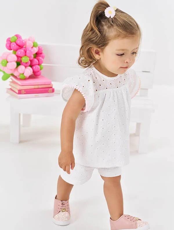 CONJUNTO INFANTIL CINTI BATA E SHORT EM LAISE - 10305