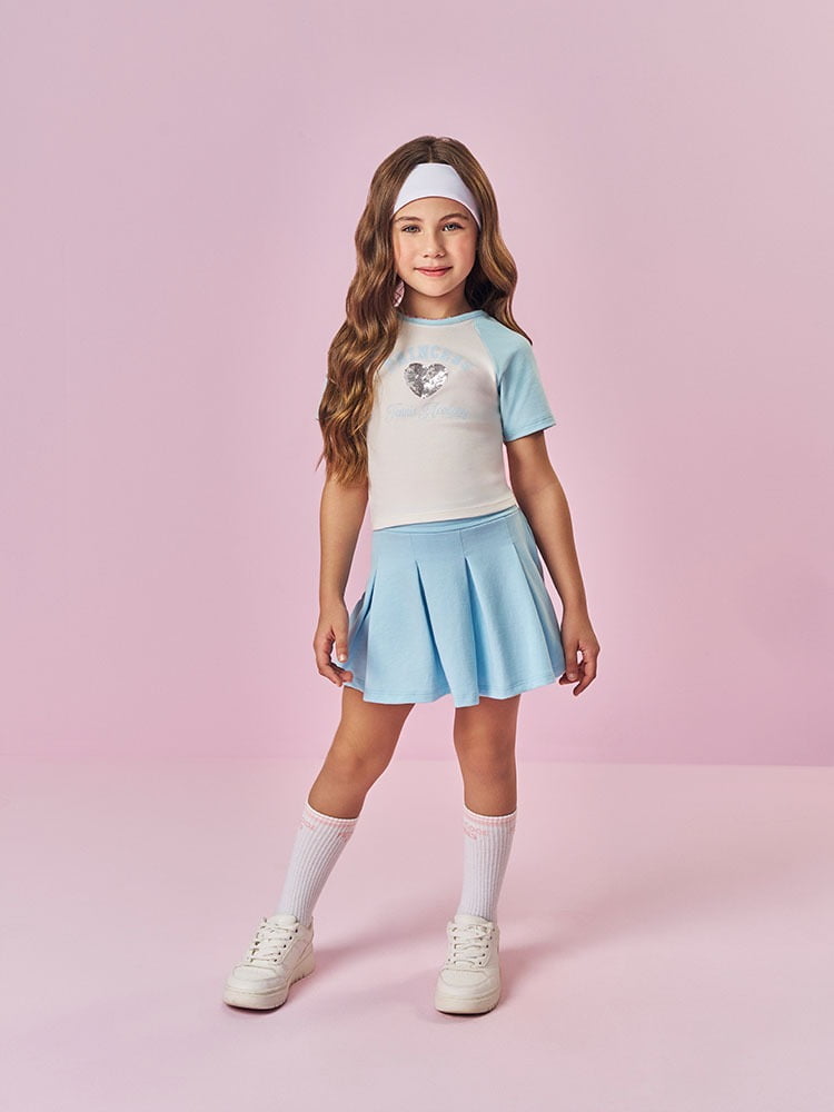 CONJUNTO INFANTIL CINTI BLUSA COM ESTAMPA PRINCESS COM PAETÊ E SHORT - SAIA - 12727