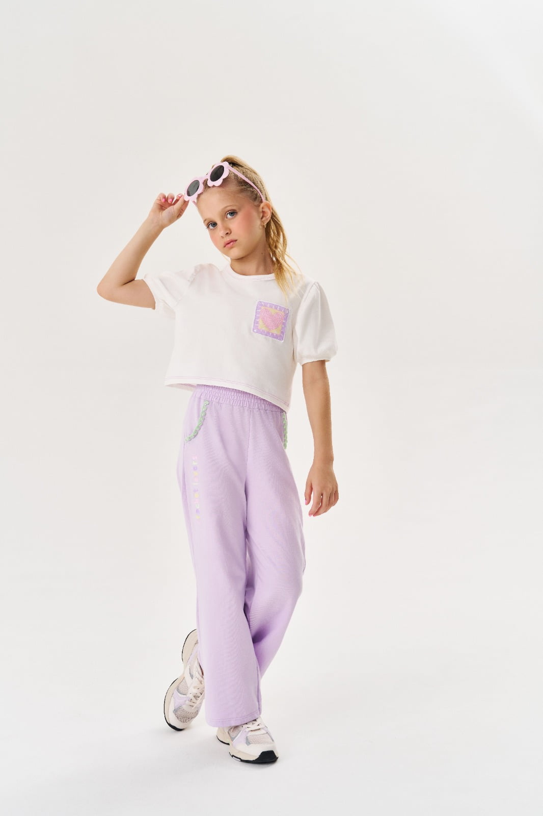 CONJUNTO INFANTIL CINTI BLUSA CROPPED E CALÇA WIDE LEG - 12055