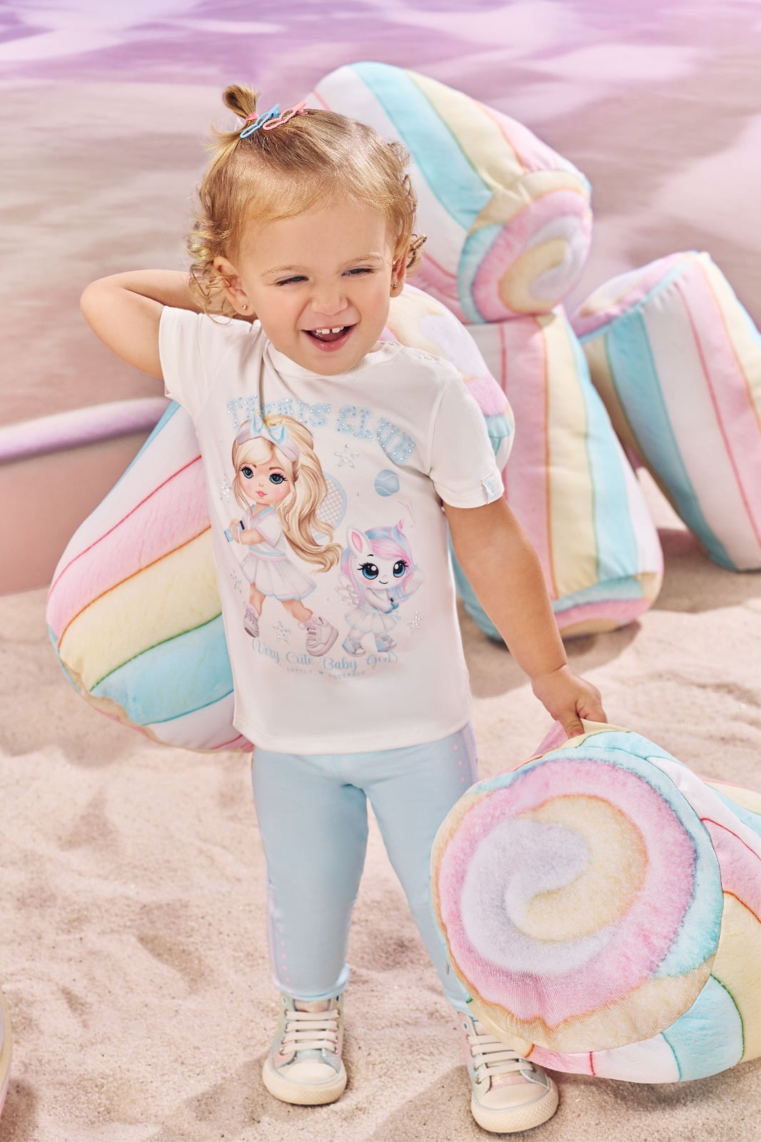 CONJUNTO INFANTIL CINTI BLUSA E CALÇA ESTAMPA TENNIS CLUB COM STRSS - 10483