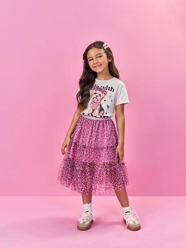 CONJUNTO INFANTIL CINTI BLUSA E SAIA ESTAMPADA - 12628