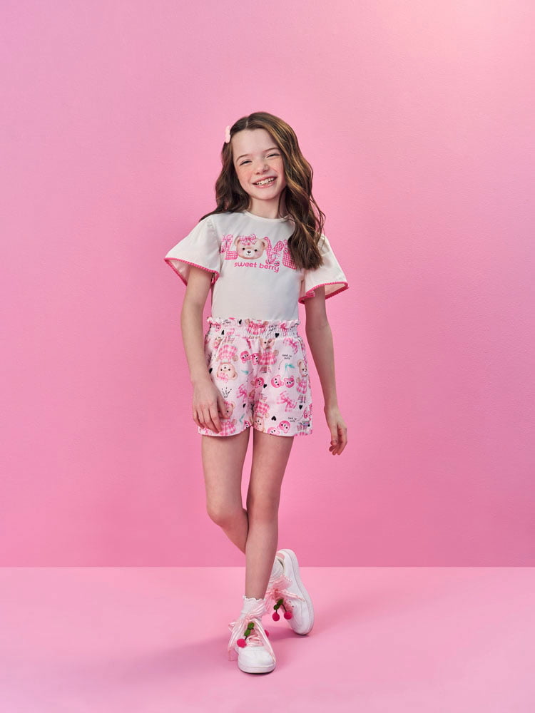 CONJUNTO INFANTIL CINTI BLUSA E SHORT ESTAMPADO - 12544