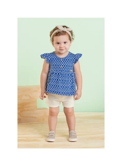 CONJUNTO INFANTIL COLORITTÁ BLUSA ESTAMPADA E SHORTS EM MOLETOM LINHO - 71116