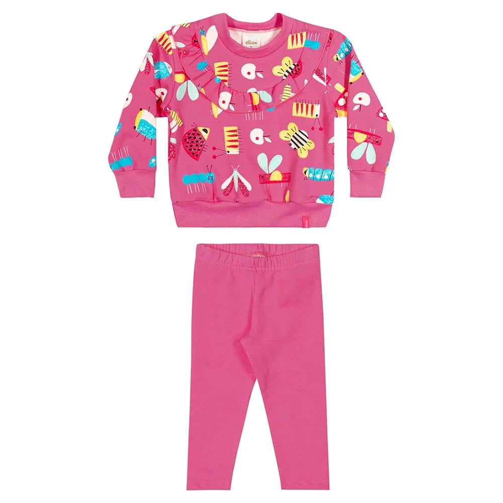 CONJUNTO INFANTIL ELIAN BLUSÃO ESTAMPA ANIMAIS E CALÇA LEGGING EM MOLETOM - 211454