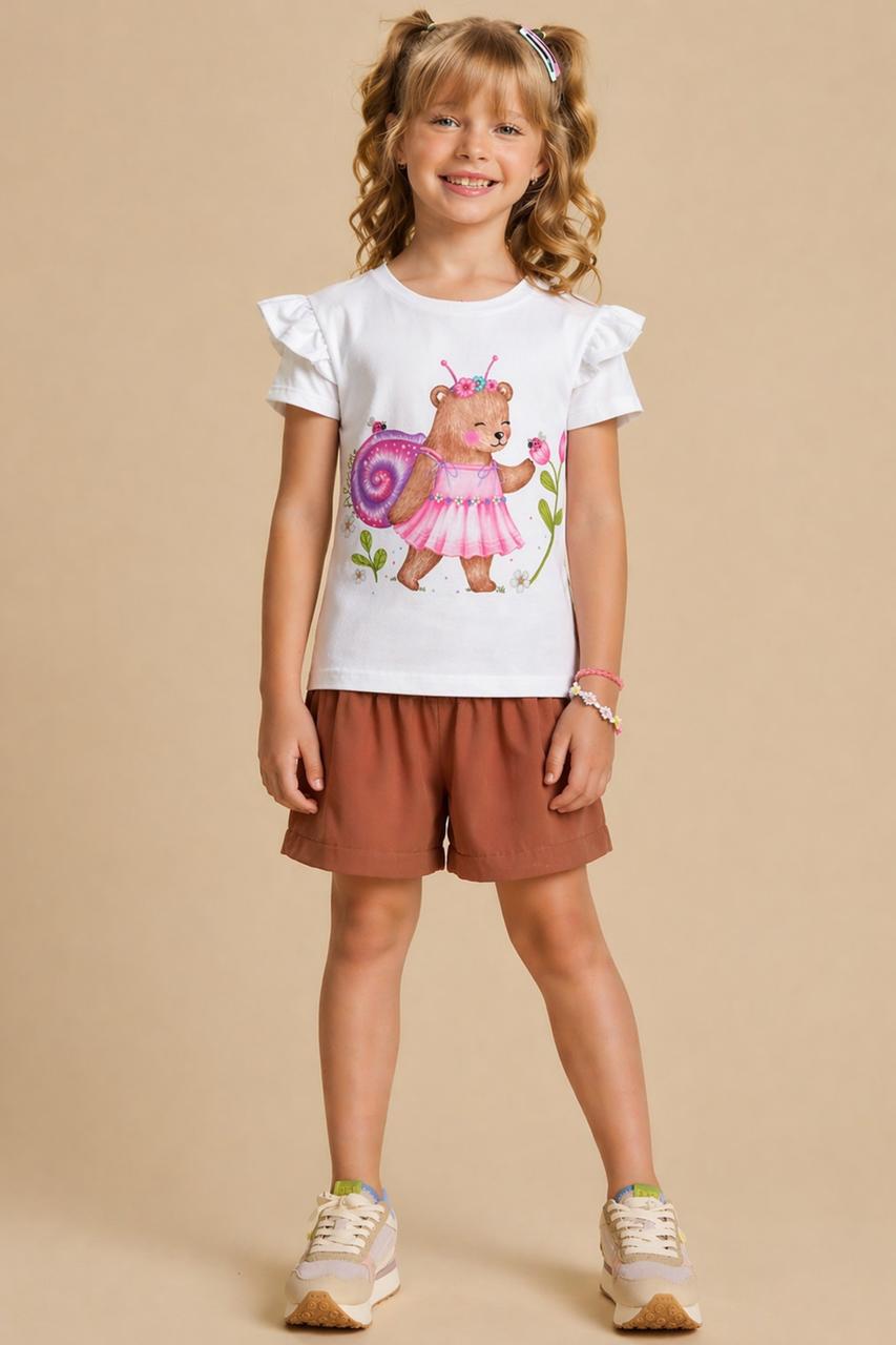 CONJUNTO INFANTIL KUKIÊ BLUSA EM COTTON E SHORTS EM CREPE - 94078