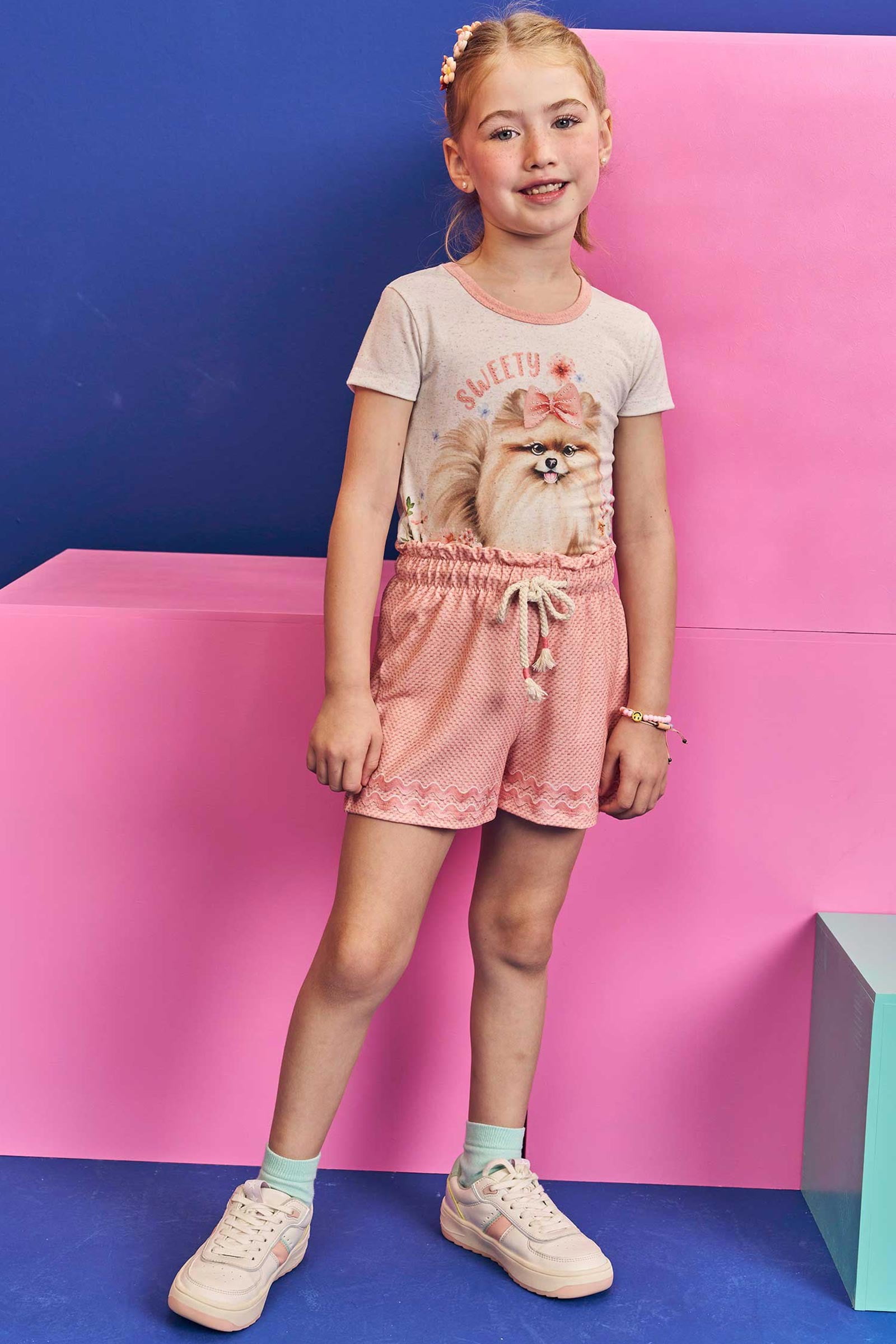 CONJUNTO INFANTIL KUKIÊ BLUSA EM COTTON LINHO E SHORTS EM MALHA POWER - 76053