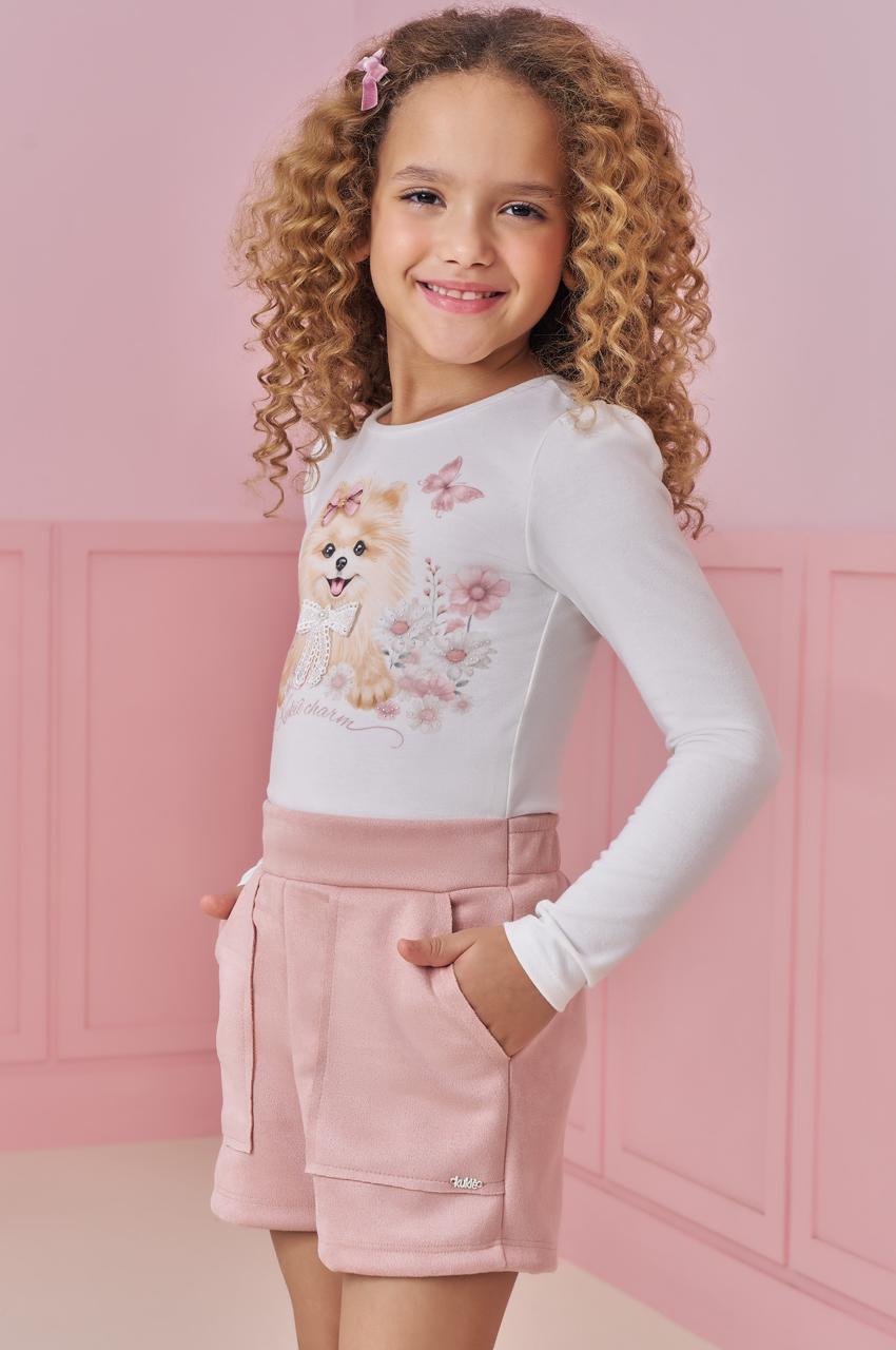 CONJUNTO INFANTIL KUKIÊ BLUSA EM MALHA POWER E SHORTS EM MALHA SCUBA SUEDE - 91839