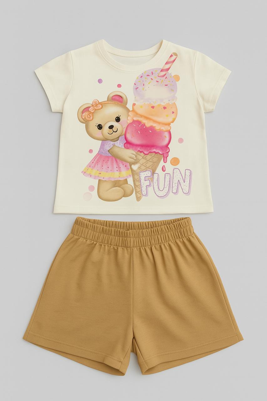 CONJUNTO INFANTIL KUKIÊ BLUSA EM MEIA MALHA E SHORTS EM COTTON - 89333