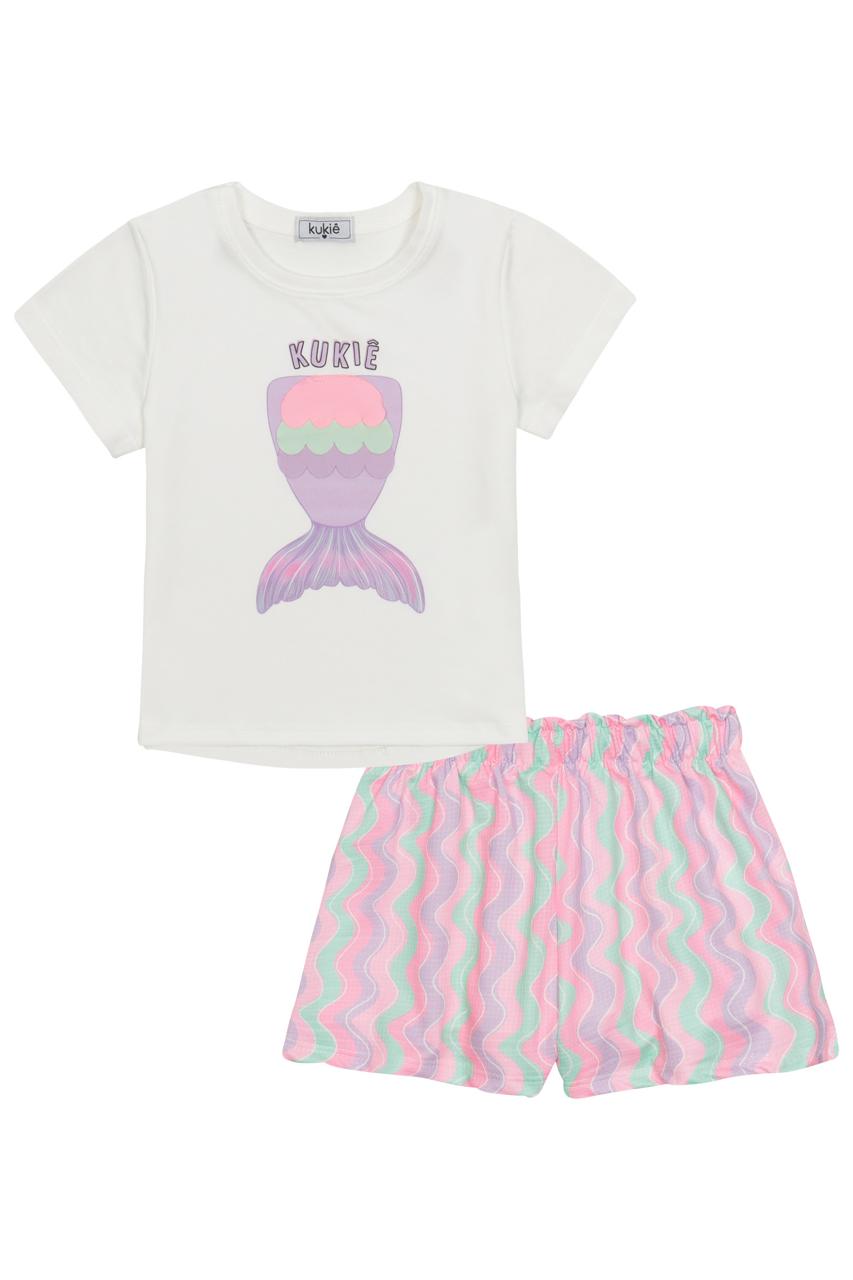 CONJUNTO INFANTIL KUKIÊ BLUSA EM MEIA MALHA E SHORTS EM MALHA UV - 88258