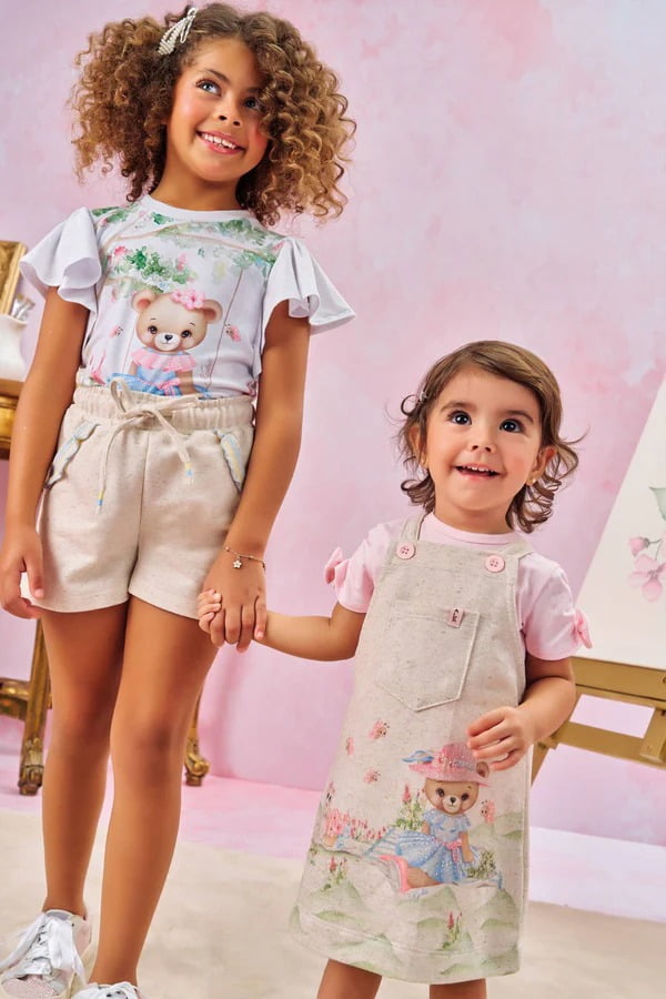 CONJUNTO INFANTIL KUKIÊ BODY EM COTTON E SALOPETE EM MOLETOM LINHO - 78129