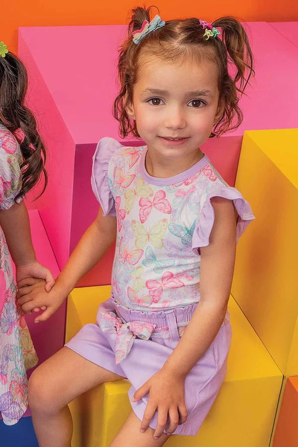 CONJUNTO INFANTIL KUKIÊ BODY EM MALHA COMFY E SHORTS EM SARJA COM ELASTANO - 74573