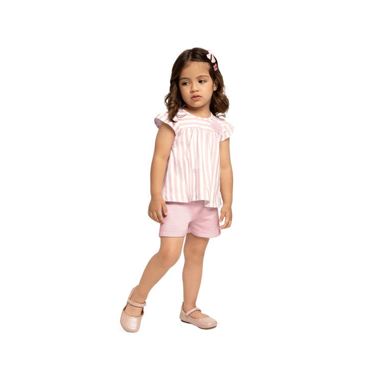 CONJUNTO INFANTIL MILON BLUSA COM LISTRAS E SHORT EM TECIDO TEXTURIZADO - 2000380