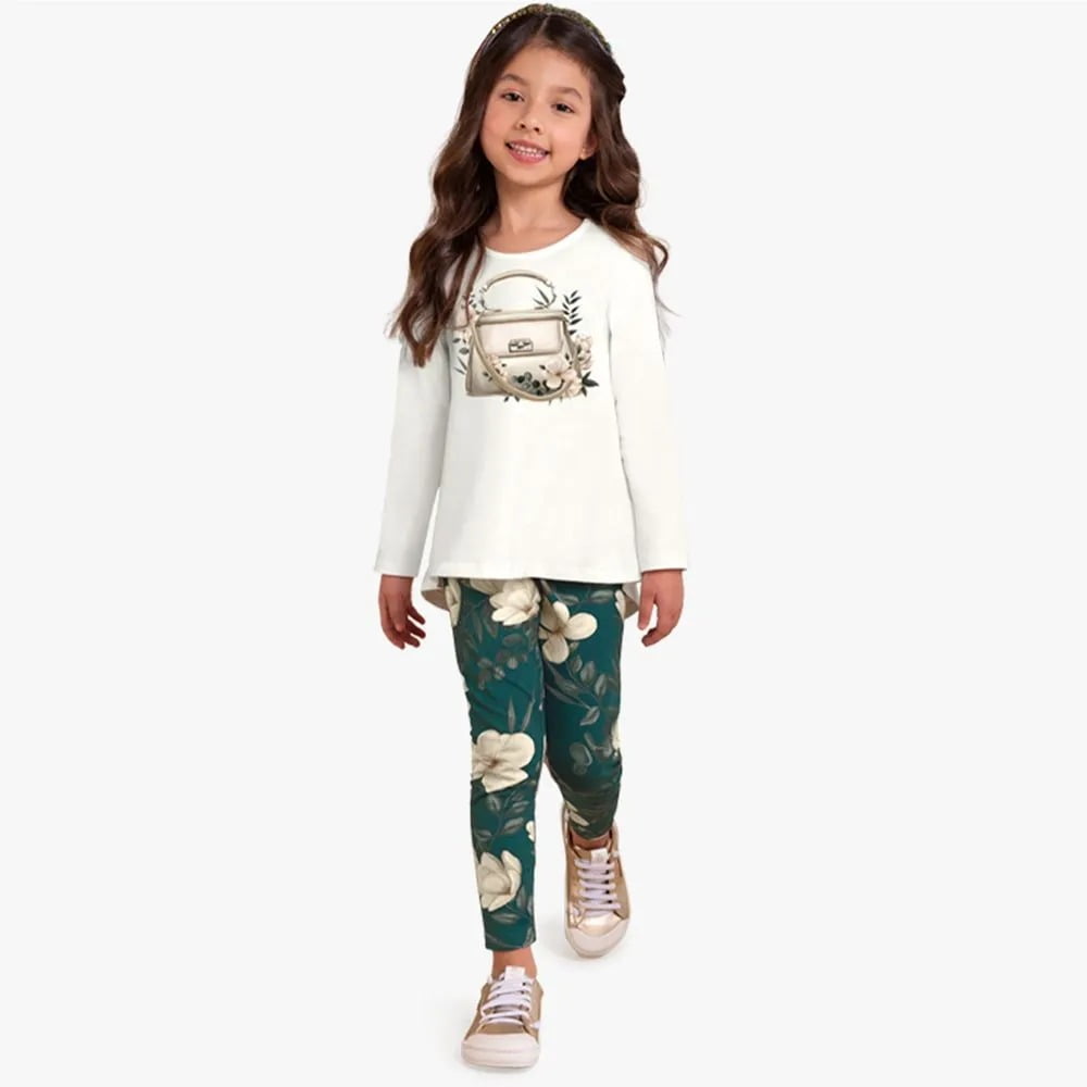 CONJUNTO INFANTIL MILON BLUSA E CALÇA LEGGING EM COTTON ESTAMPADA - 2000129