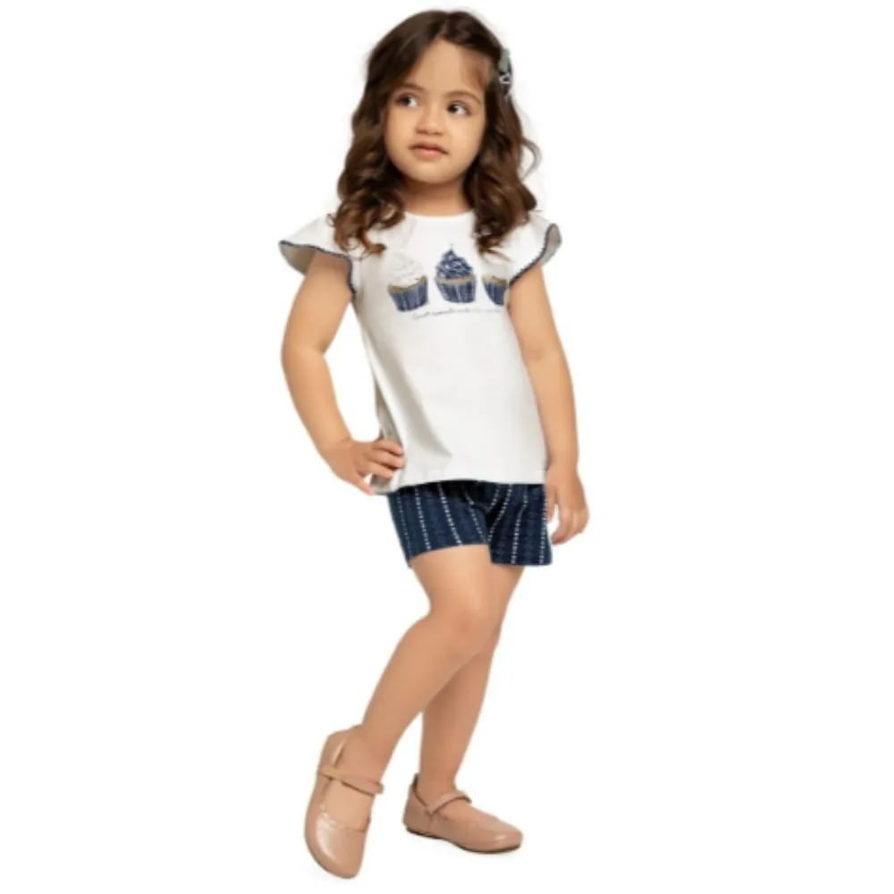 CONJUNTO INFANTIL MILON BLUSA E SHORT ESTAMPA DOCES MOMENTOS PARA A VIDA - 2000378