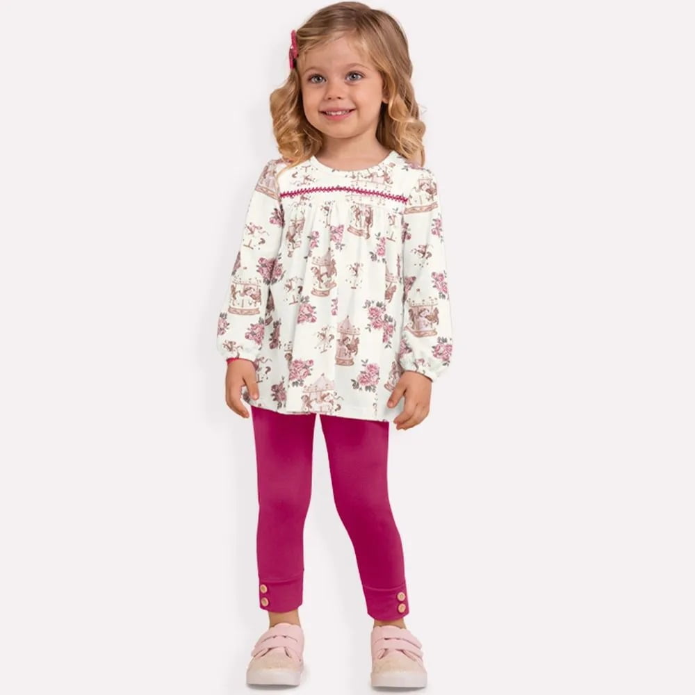 CONJUNTO INFANTIL MILON BLUSA ESTAMPADA E CALÇA LEGGING EM COTTON - 2000079