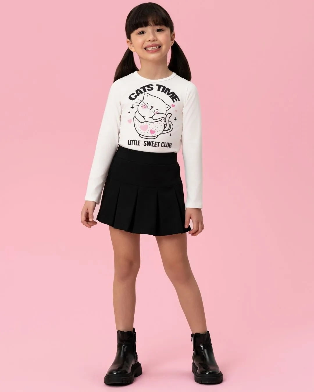 CONJUNTO INFANTIL MON SUCRÉ BLUSA MANGA LONGA ESTAMPADA E SHORT SAIA - 51138028280