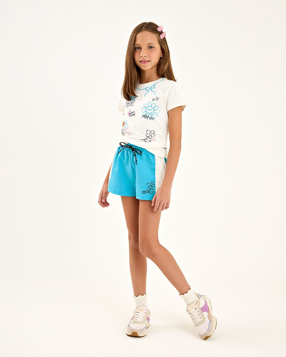 CONJUNTO INFANTIL NINA GO BLUSA EM COTTON E SHORT EM MOLETINHO - 2254023