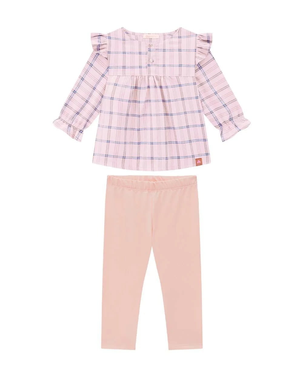 CONJUNTO INFANTIL SOMNII BATINHA EM FLANELA CHECK E LEGGING EM COTTON - 3241021