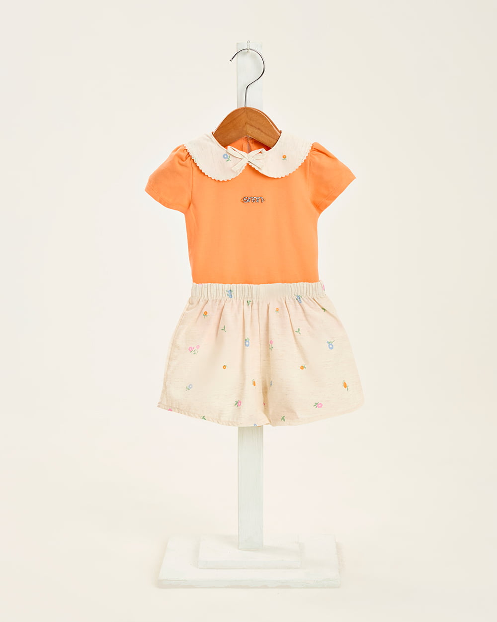 CONJUNTO INFANTIL SOMNII BLUSA EM COTTON E SHORT EM LINHO NATURE ESTAMPADO - 3254032