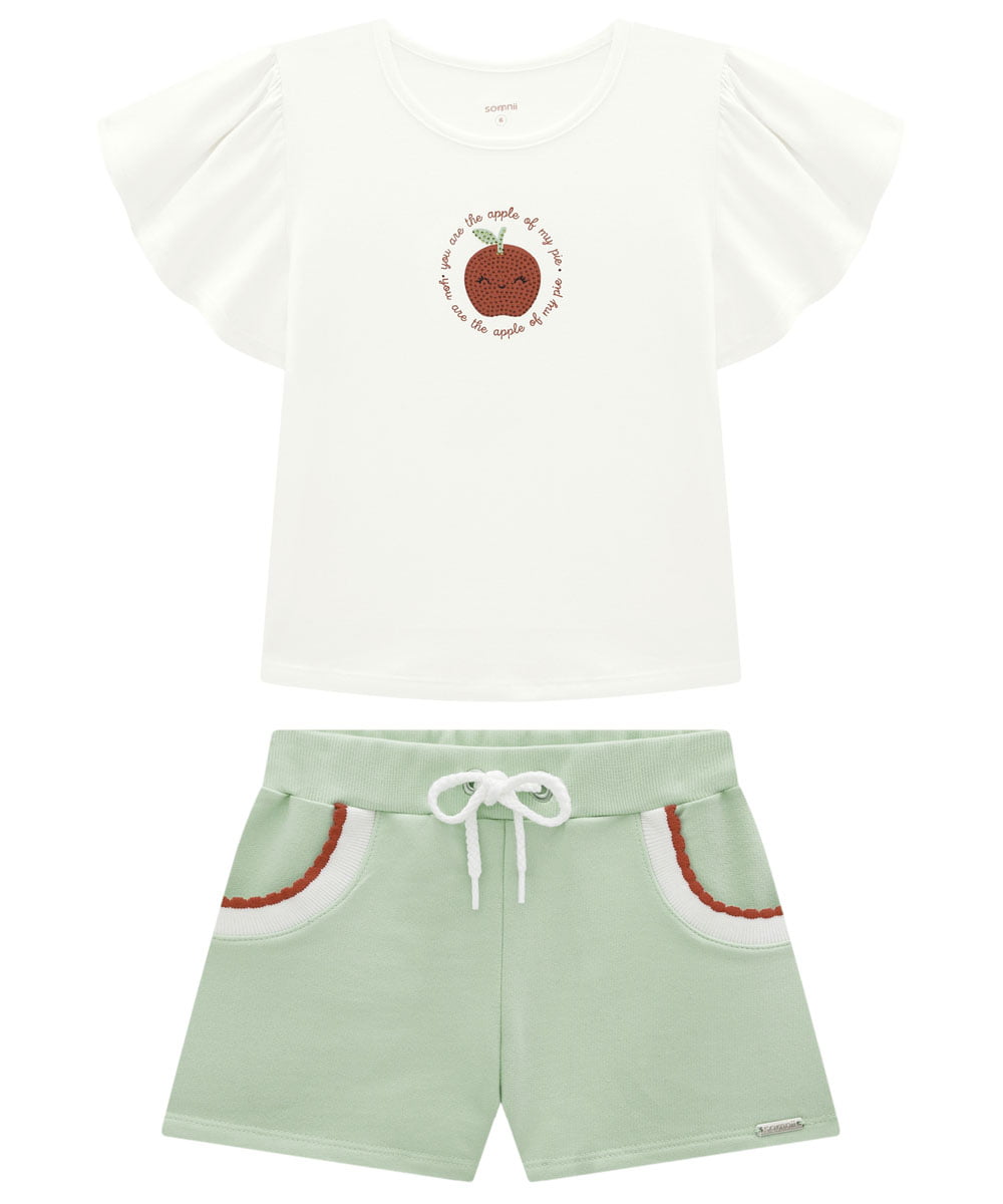 CONJUNTO INFANTIL SOMNII BLUSA EM COTTON E SHORT EM MOLETINHO - 3244073