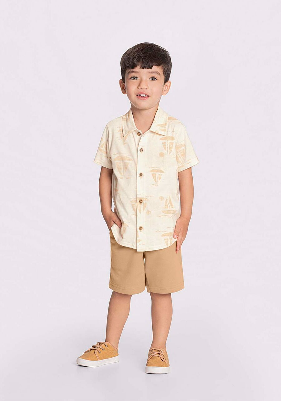 CONJUNTO INFANTIL ALAKAZOO CAMISA ESTAMPADA E BERMUDA EM MOLETOM - 44951