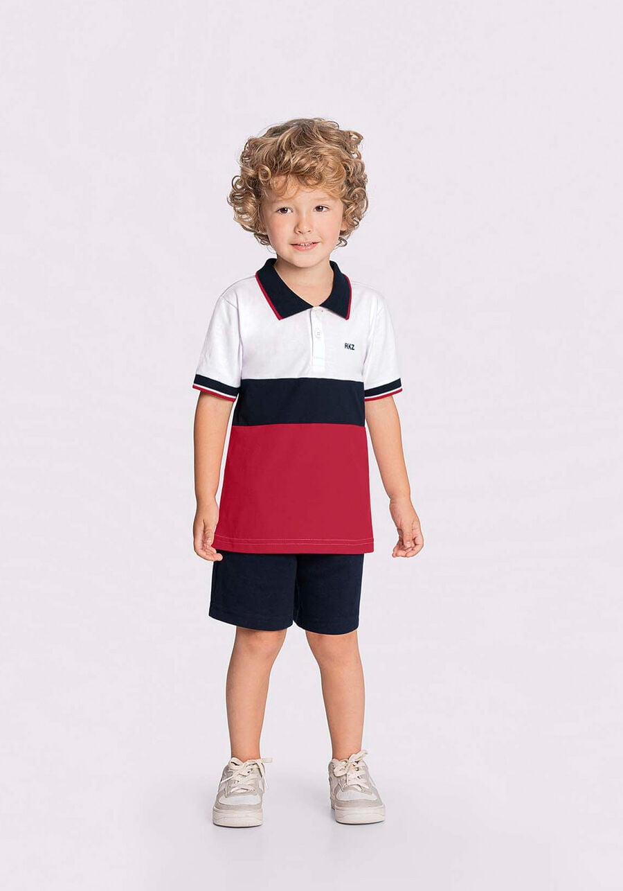 CONJUNTO INFANTIL ALAKAZOO CAMISA GOLA POLO E BERMUDA - 44885