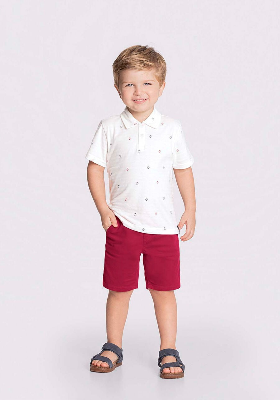 CONJUNTO INFANTIL ALAKAZOO CAMISA POLO COM ESTAMPA E BERMUDA EM SARJA - 44041