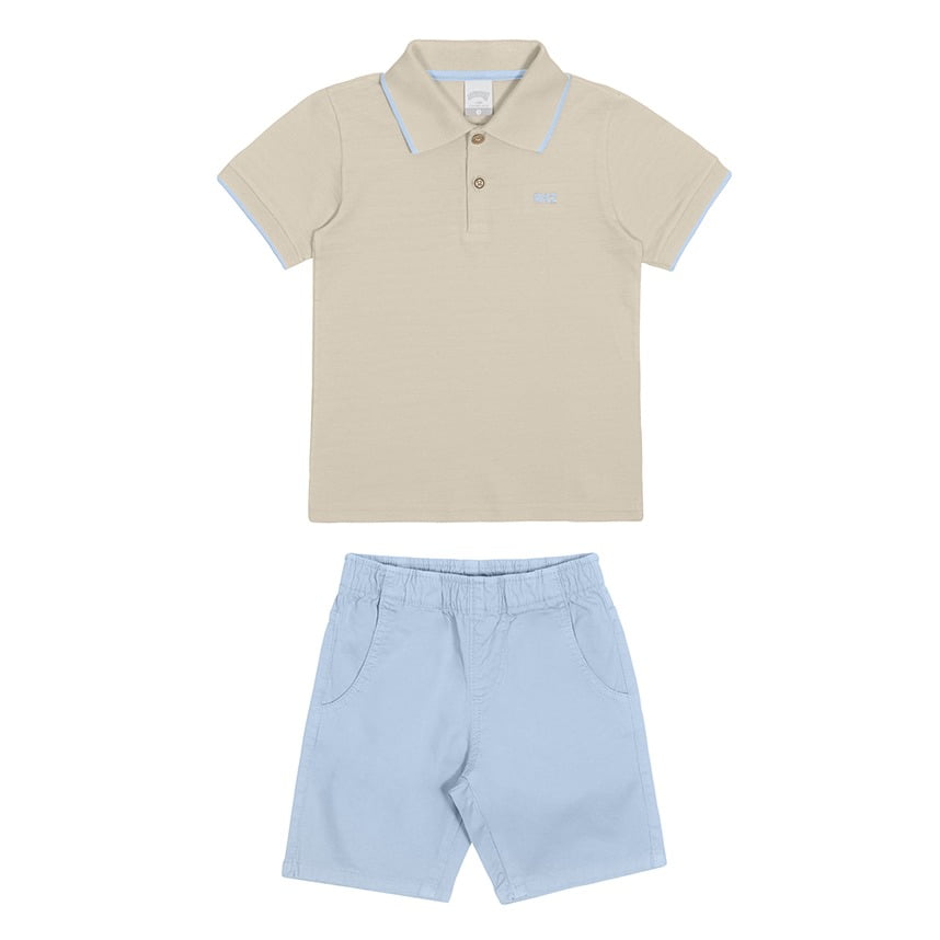 CONJUNTO INFANTIL ALAKAZOO CAMISA POLO E BERMUDA EM SARJA - 39995