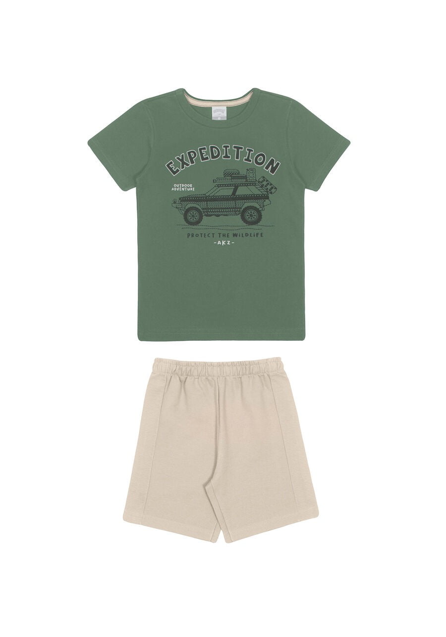 CONJUNTO INFANTIL ALAKAZOO CAMISETA E BERMUDA EM MOLETOM NEW WAVE - 39977