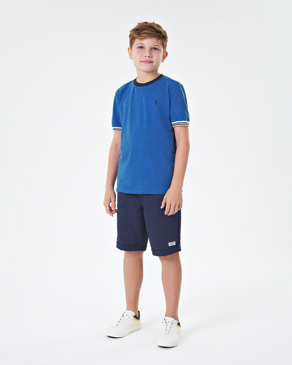 CONJUNTO INFANTIL CAMISETA EM PIQUET E BERMUDA EM MOLETINHO - 1244096