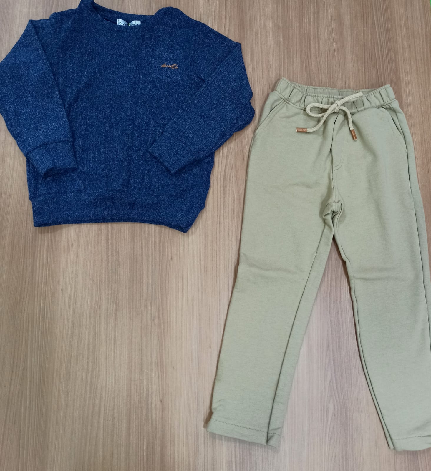 CONJUNTO INFANTIL DIVERTTO BLUSÃO EM MALHA TRICOT E CALÇA SKINNY EM MOLETOM SEM FELPA - 27262