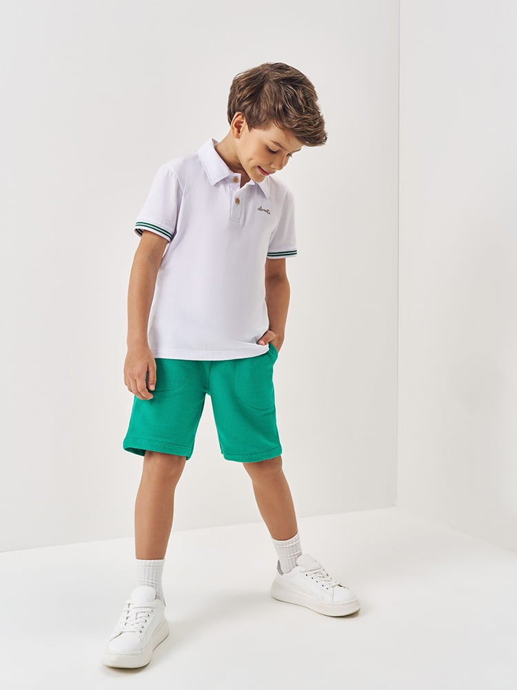 CONJUNTO INFANTIL DIVERTTO CAMISA EM MEIA MALHA E BERMUDA TEXTURIZADA - 27162