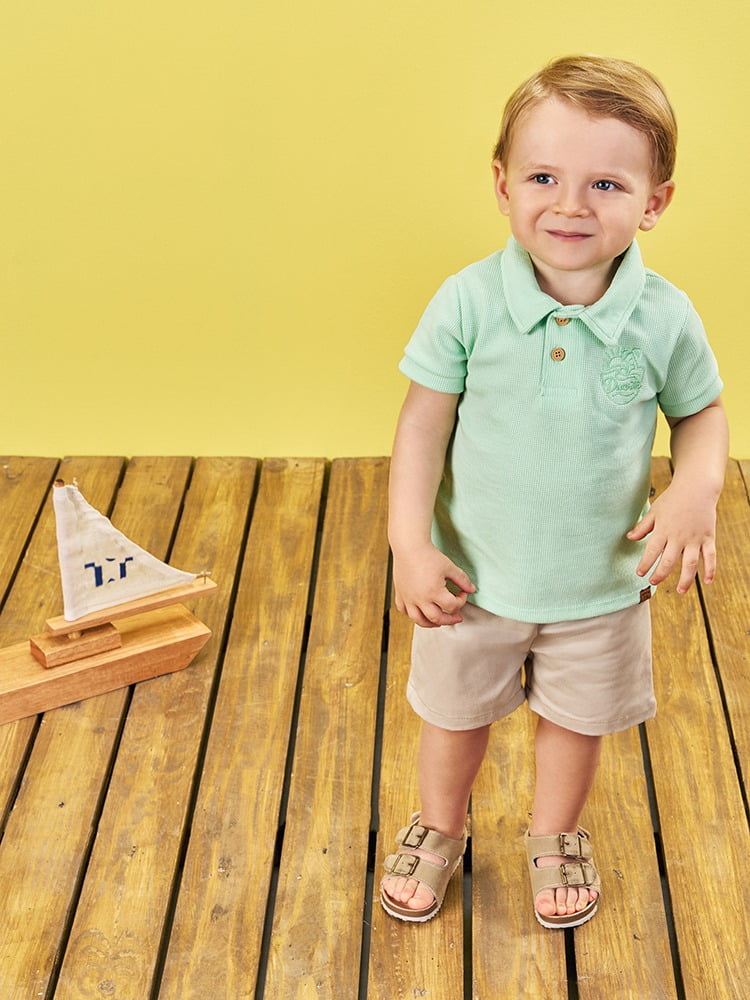 CONJUNTO INFANTIL DIVERTTO CAMISA POLO COM BORDADO E BERMUDA EM SARJA - 16309