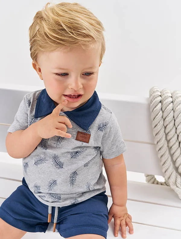 CONJUNTO INFANTIL DIVERTTO CAMISA POLO COM ESTAMPA E BERMUDA EM SARJA - 16169