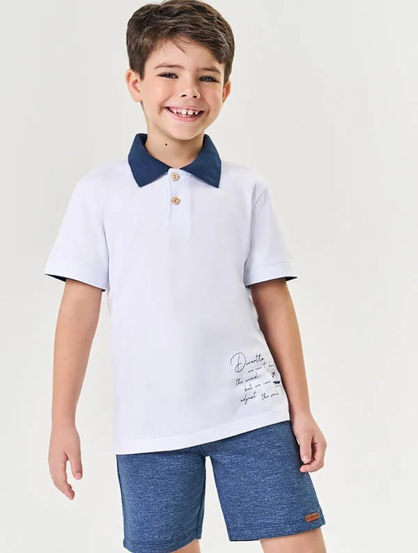 CONJUNTO INFANTIL DIVERTTO CAMISA POLO E BERMUDA - 17786