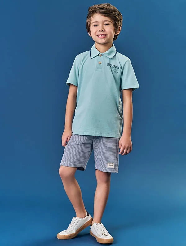 CONJUNTO INFANTIL DIVERTTO CAMISA POLO E BERMUDA - 17787