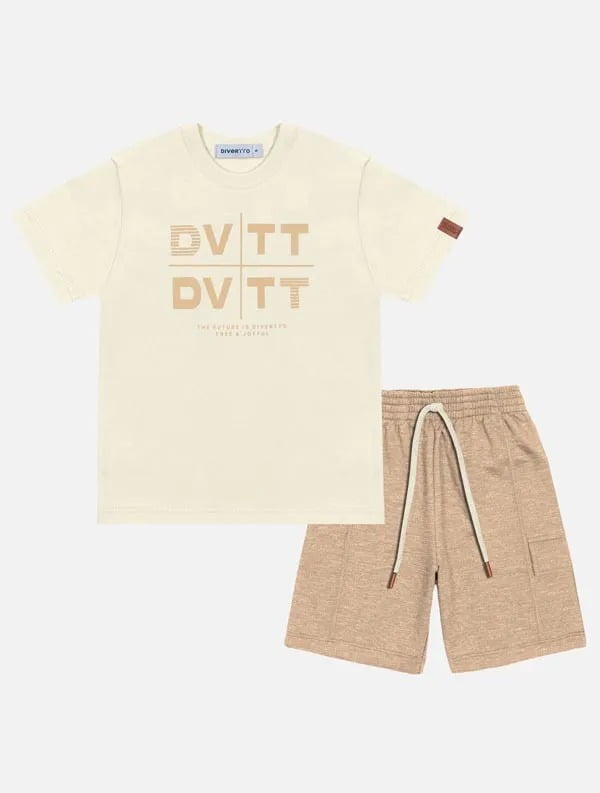 CONJUNTO INFANTIL DIVERTTO CAMISETA DVTT E BERMUDA EM MOLETINHO - 17764