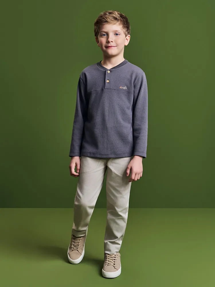 CONJUNTO INFANTIL DIVERTTO CAMISETA EM MALHA WAFFLE E CALÇA SKINNY EM SARJA - 127289