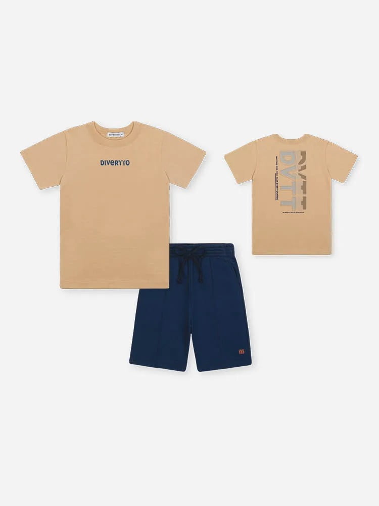 CONJUNTO INFANTIL DIVERTTO CAMISETA EM MEIA MALHA E BERMUDA EM MOLETOM SEM FELPA - 27332