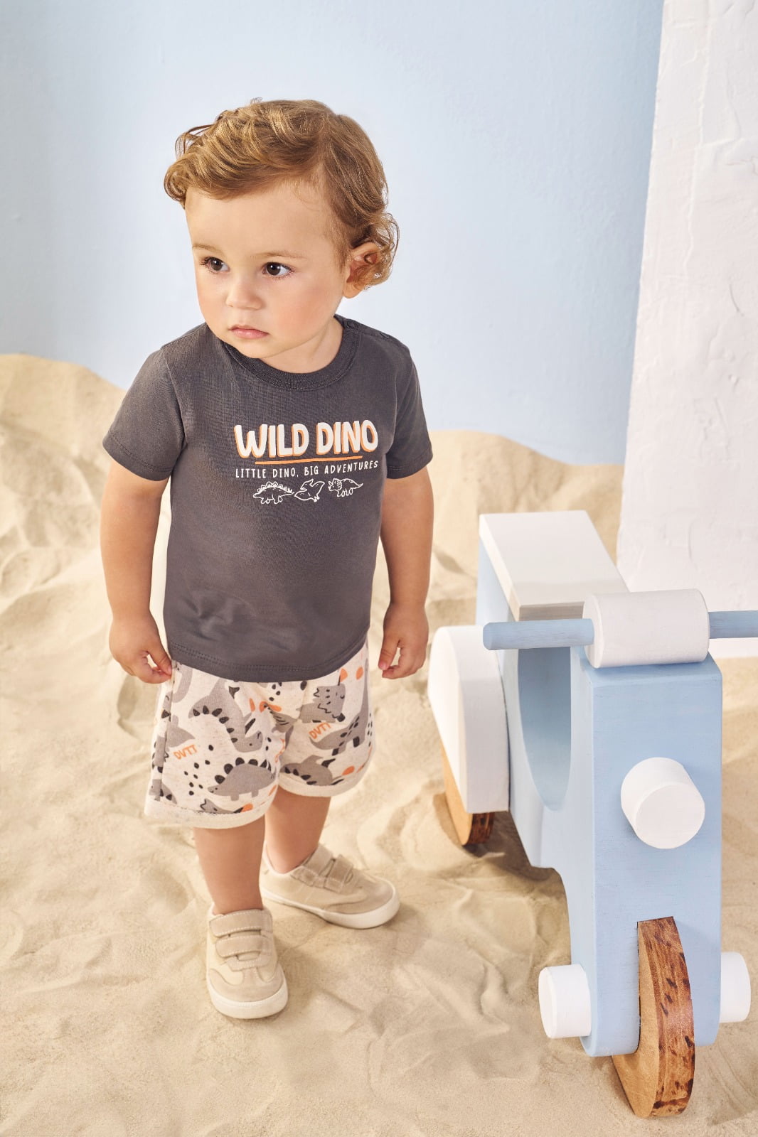 CONJUNTO INFANTIL DIVERTTO CAMISETA ESTAMPA DINO E BERMUDA EM COTTON LINHO - 16255
