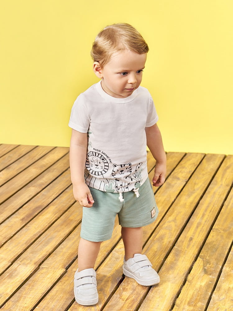 CONJUNTO INFANTIL DIVERTTO CAMISETA ESTAMPA SAFARI E BERMUDA EM MOLETOM - 16300