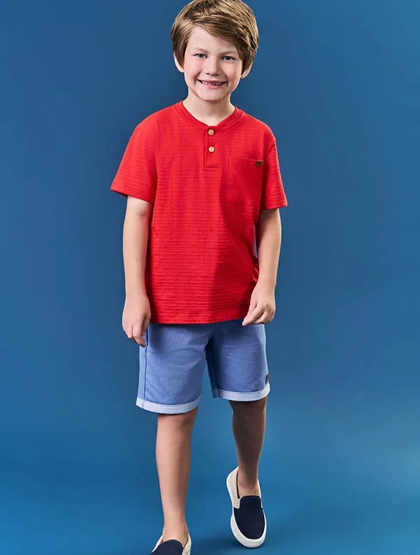 CONJUNTO INFANTIL DIVERTTO CAMISETA TEXTURIZADA E BERMUDA - 17765