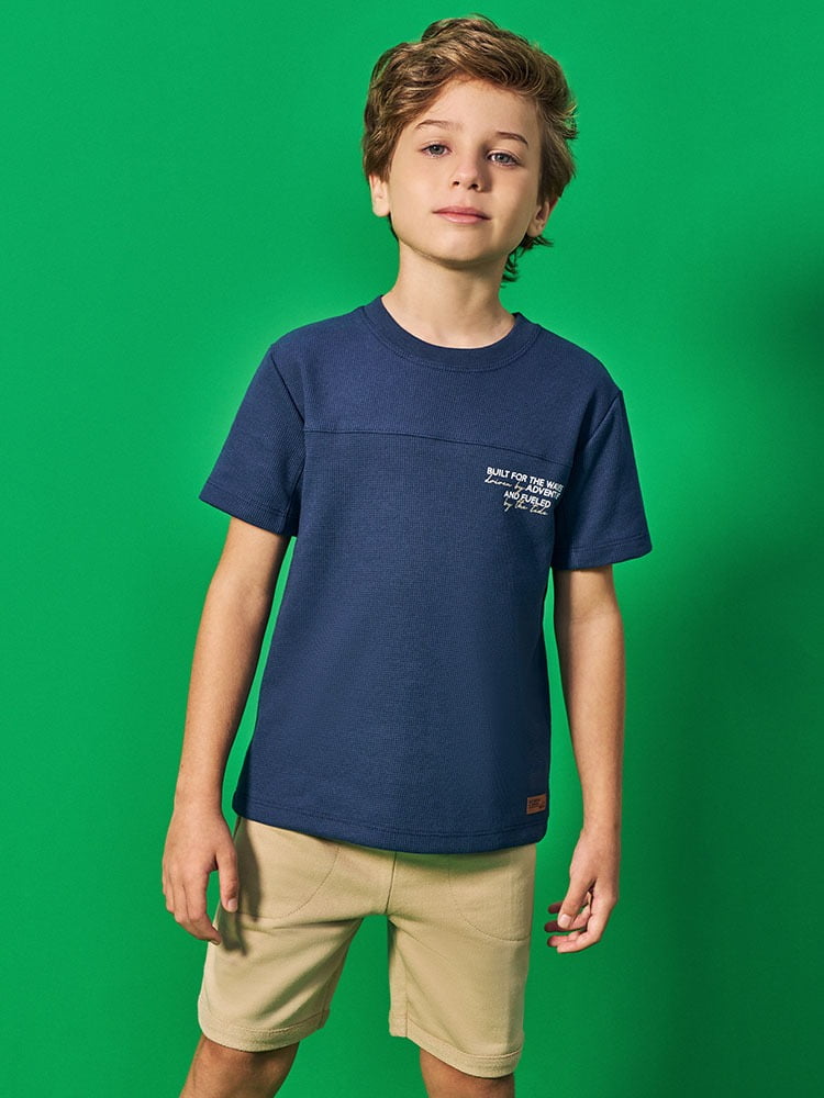 CONJUNTO INFANTIL DIVERTTO CAMISETA TEXTURIZADA E BERMUDA EM MOLETINHO - 27131