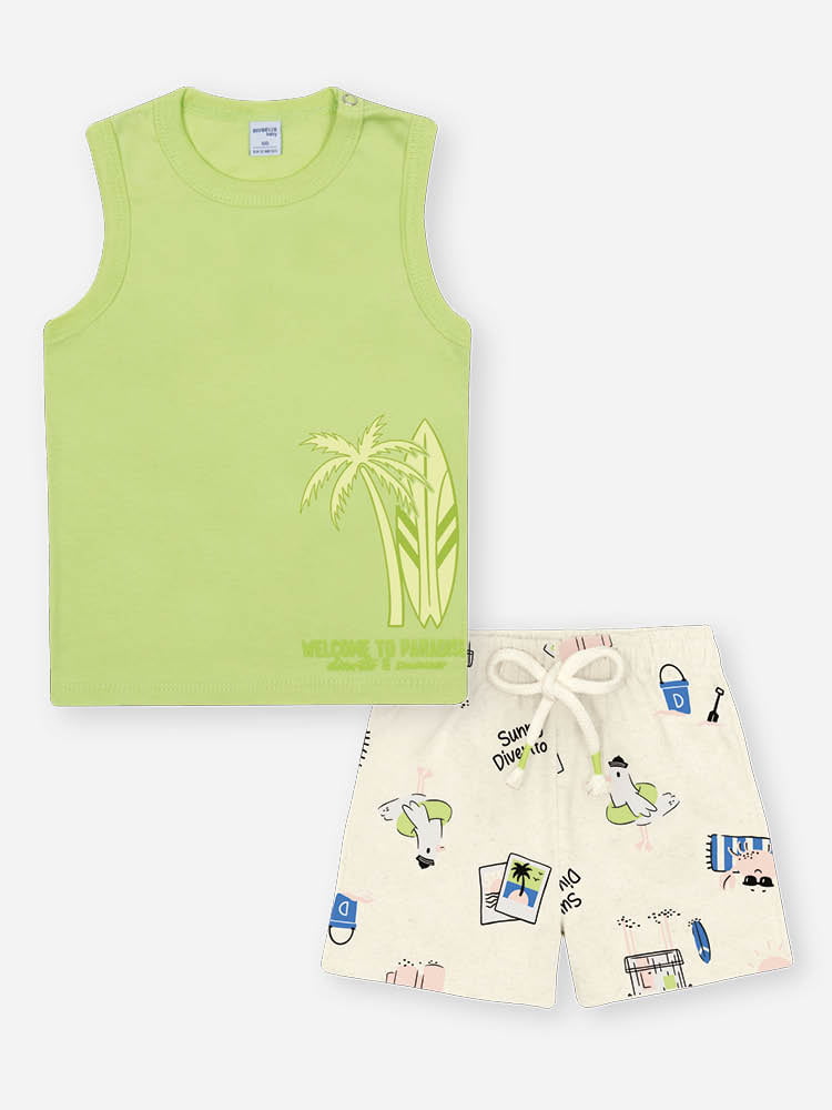 CONJUNTO INFANTIL DIVERTTO REGATA COM ESTAMPA 3D E BERMUDA EM LINHO ESTAMPADA - 16258